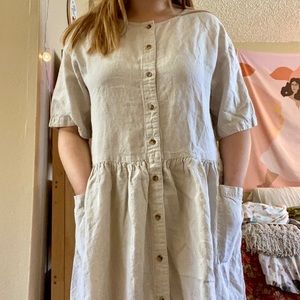Eddie Bauer Natural Linen Pocket Dress